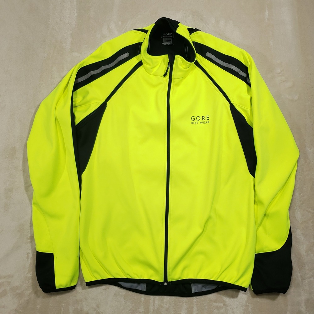Gore‎ Bike Wear Cycling Jacket Mens Medium Neon Yellow Windstopper Softshell